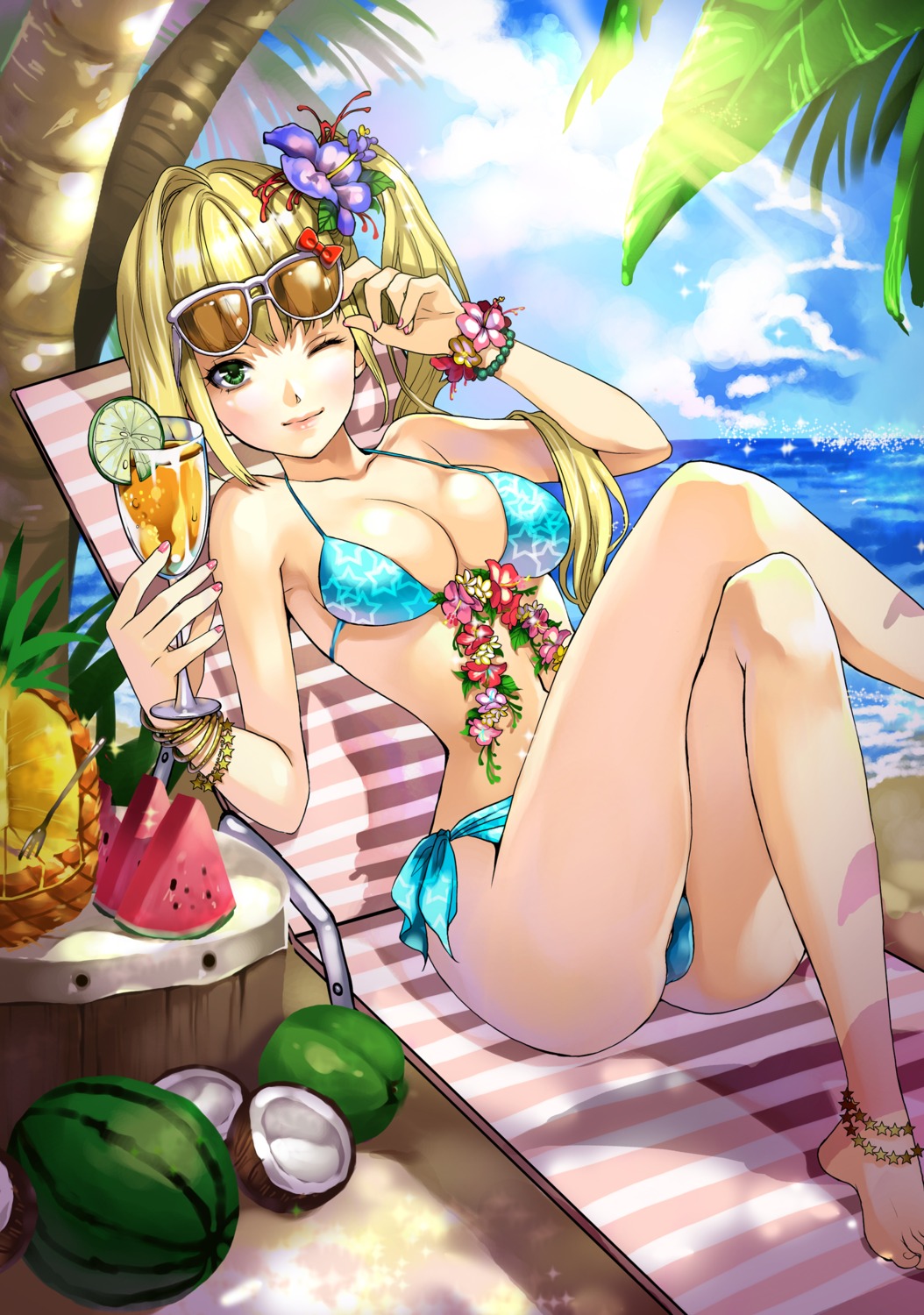 bikini chushengdao cleavage kaku-san-sei_million_arthur megane swimsuits