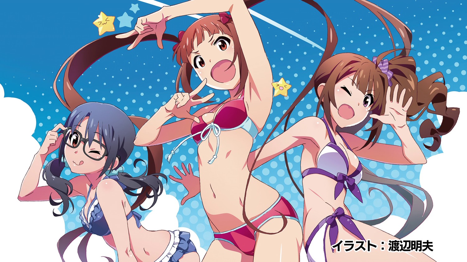 bikini endcard megane swimsuits the_idolm@ster the_idolm@ster_million_live! watanabe_akio