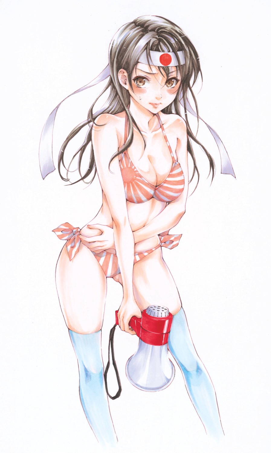 araki_tsukasa bikini cleavage dainihon_samurai_girl kagura_himari swimsuits thighhighs