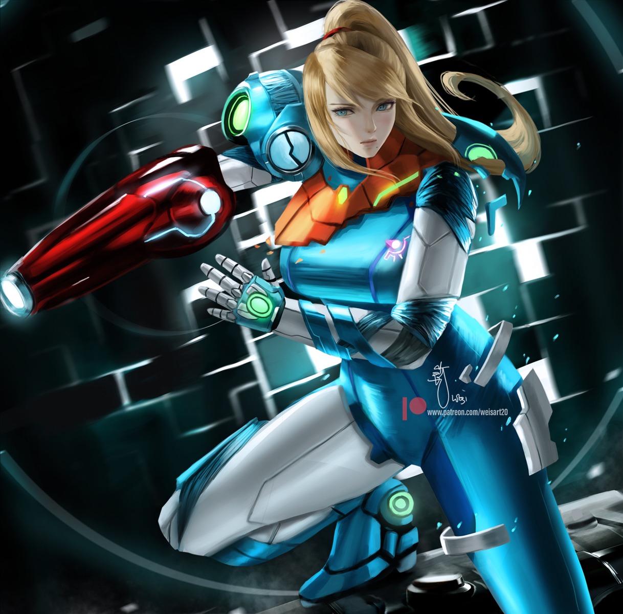 armor bodysuit metroid metroid_dread samus_aran weapon wei_(promise_0820)