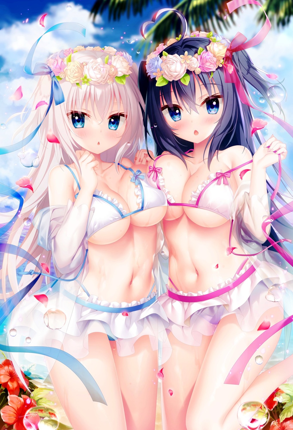 bikini open_shirt see_through shiromochi_sakura swimsuits undressing