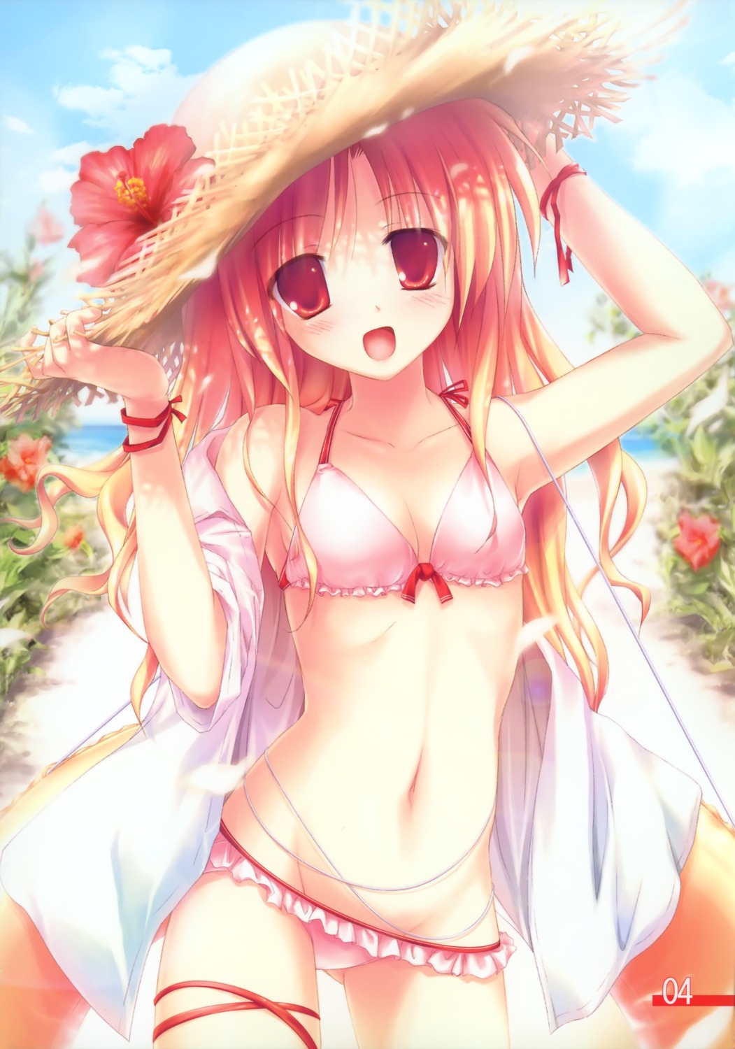 bikini dress_shirt empathy fujisaki_rei open_shirt swimsuits