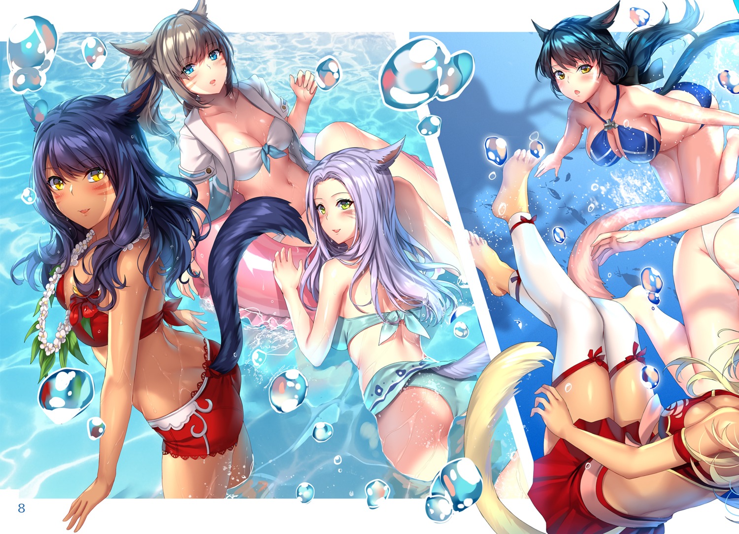 animal_ears aruma_jiki bikini final_fantasy final_fantasy_xiv miqo'te swimsuits tail