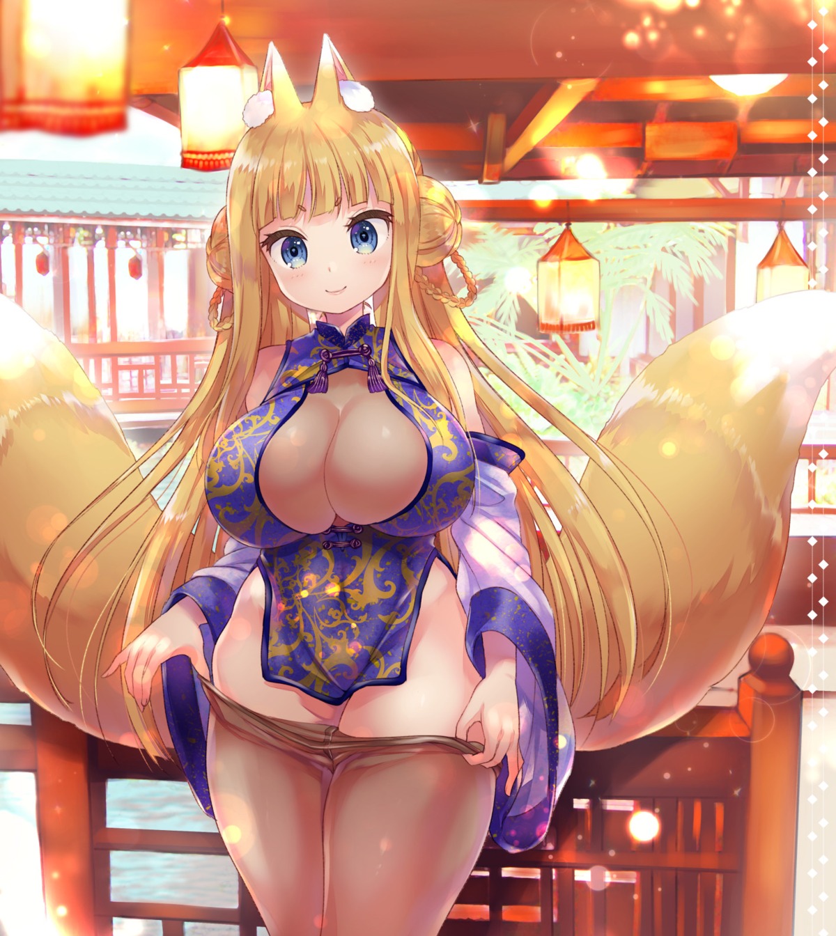 animal_ears chinadress kitsune pantyhose tail undressing urute