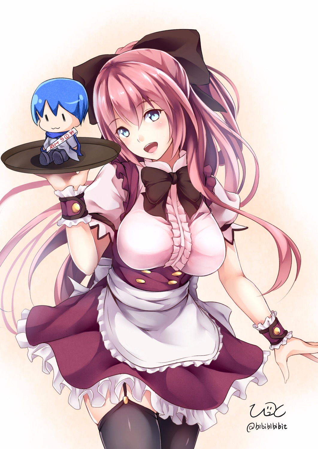 bit megurine_luka stockings thighhighs vocaloid waitress