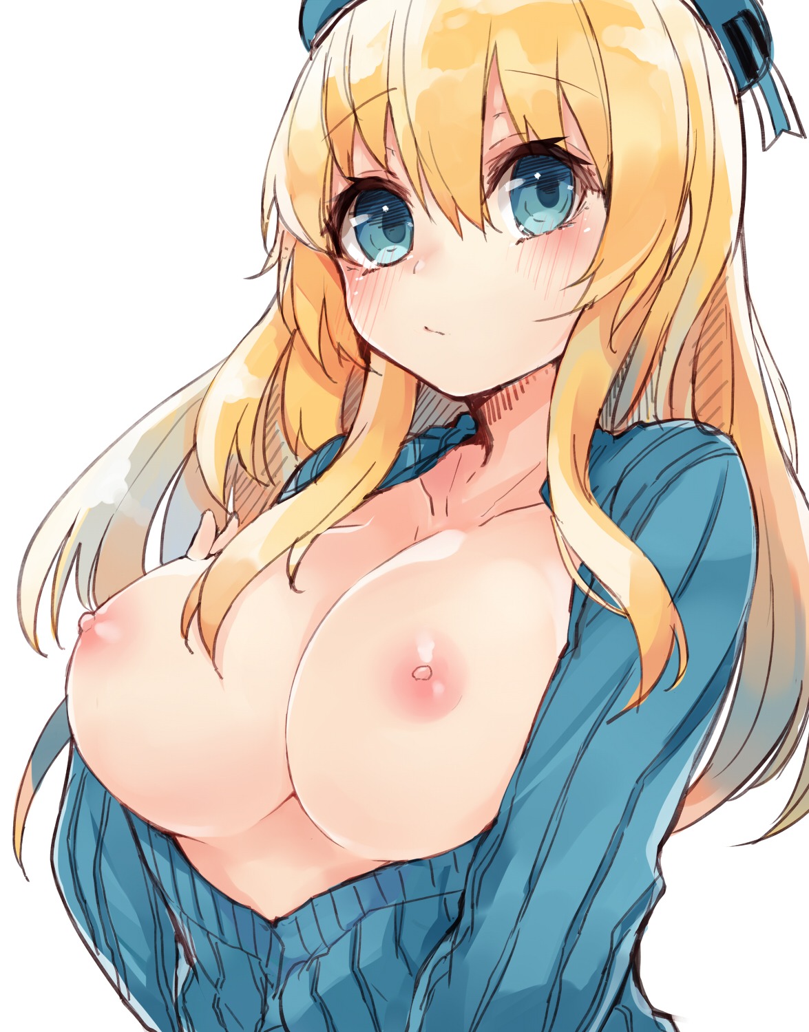 atago_(kancolle) breasts kantai_collection kou_mashiro nipples no_bra open_shirt