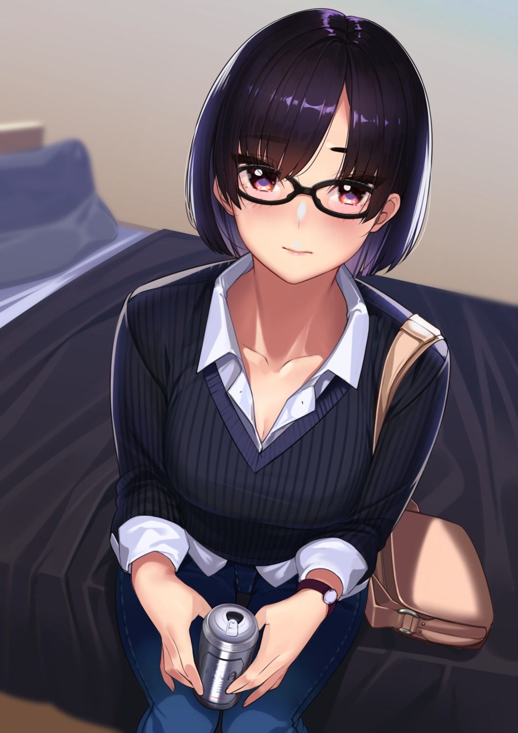 cleavage kagematsuri megane sweater