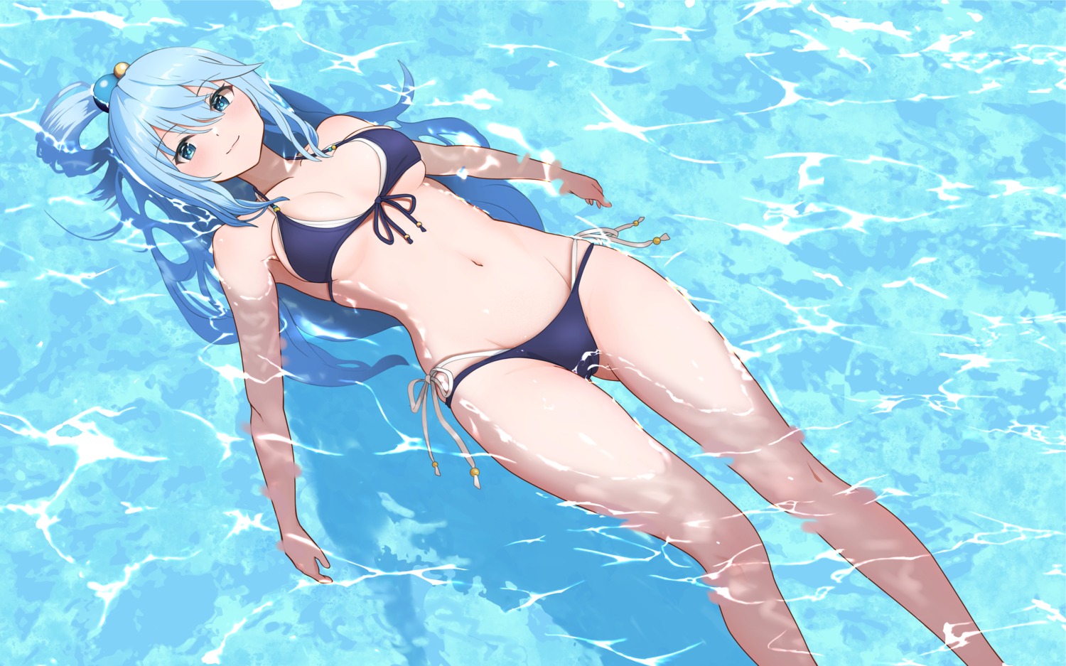 aqua_(konosuba) bikini gibun_(sozoshu) kono_subarashii_sekai_ni_shukufuku_wo! swimsuits wet