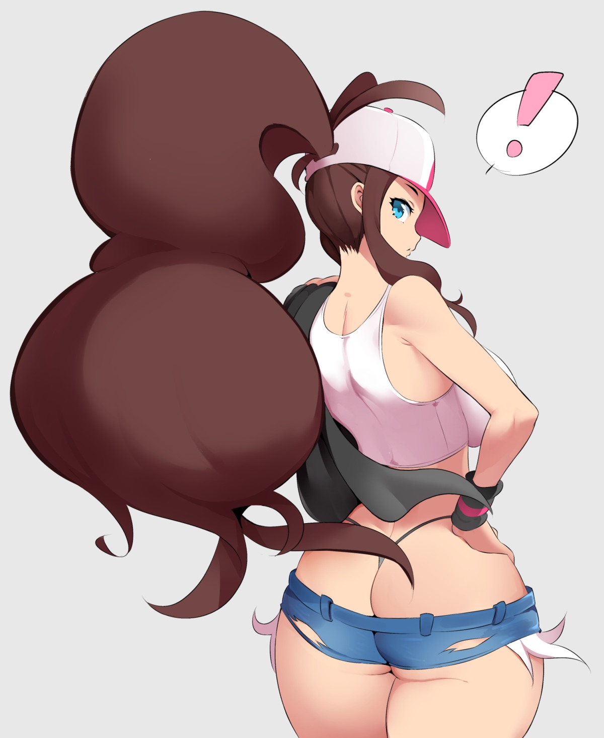 ass nac000_(artist) pantsu pokemon pokemon_bw thong torn_clothes touko_(pokemon)