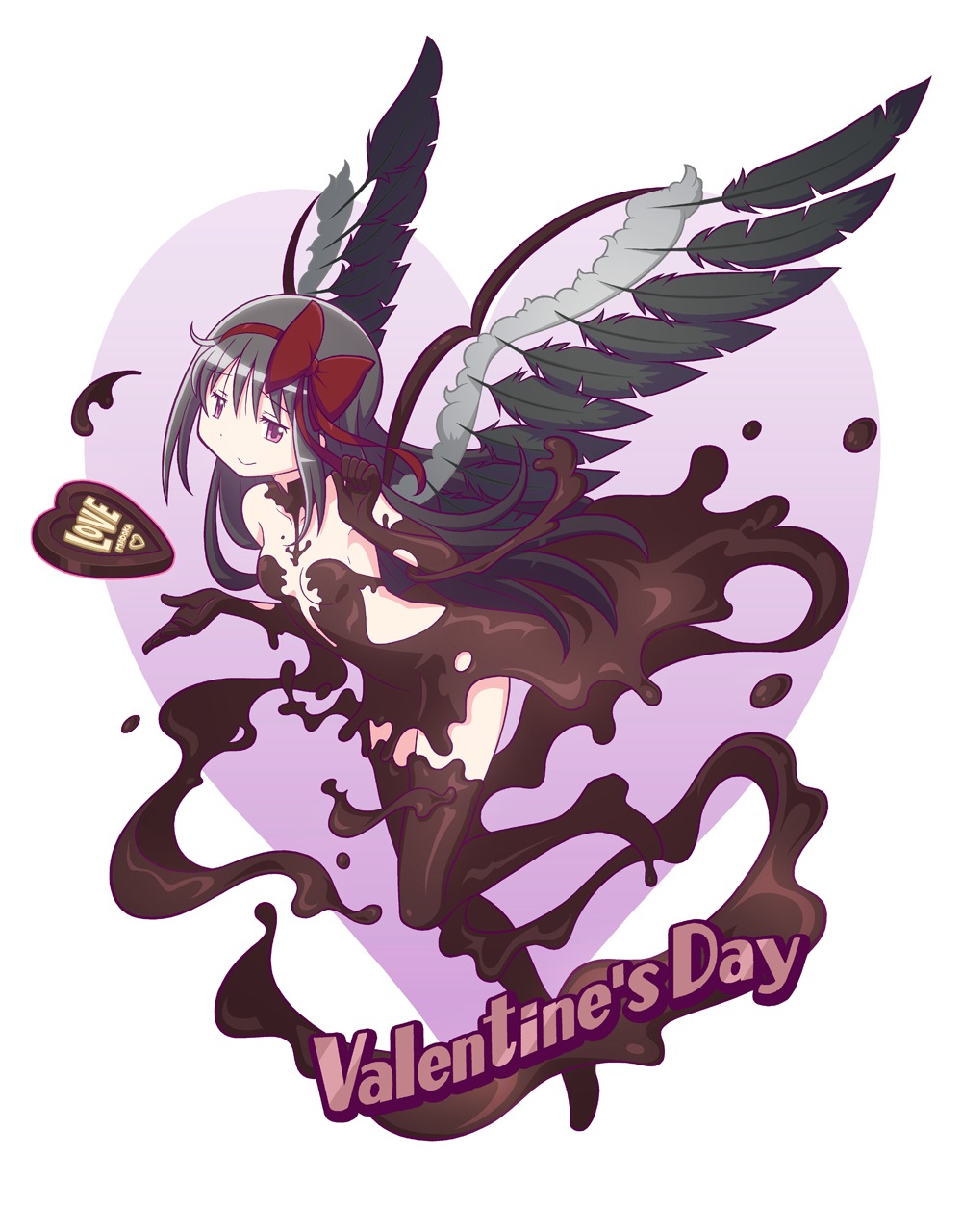 akemi_homura cream gecchu mahou_shoujo_madoka_magica naked valentine wings