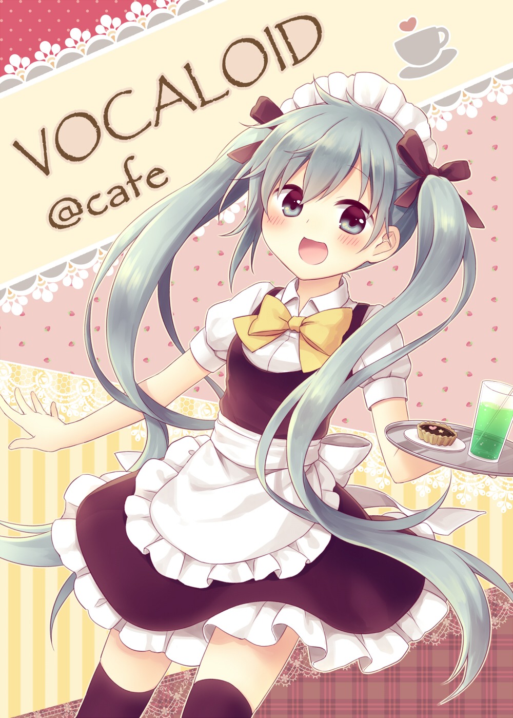 amene_kurumi hatsune_miku thighhighs vocaloid waitress