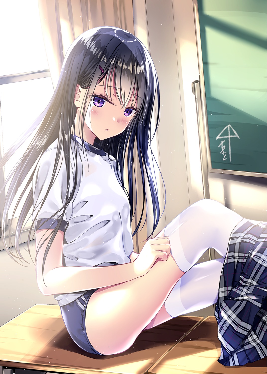 gym_uniform kobayashi_chisato seifuku thighhighs undressing