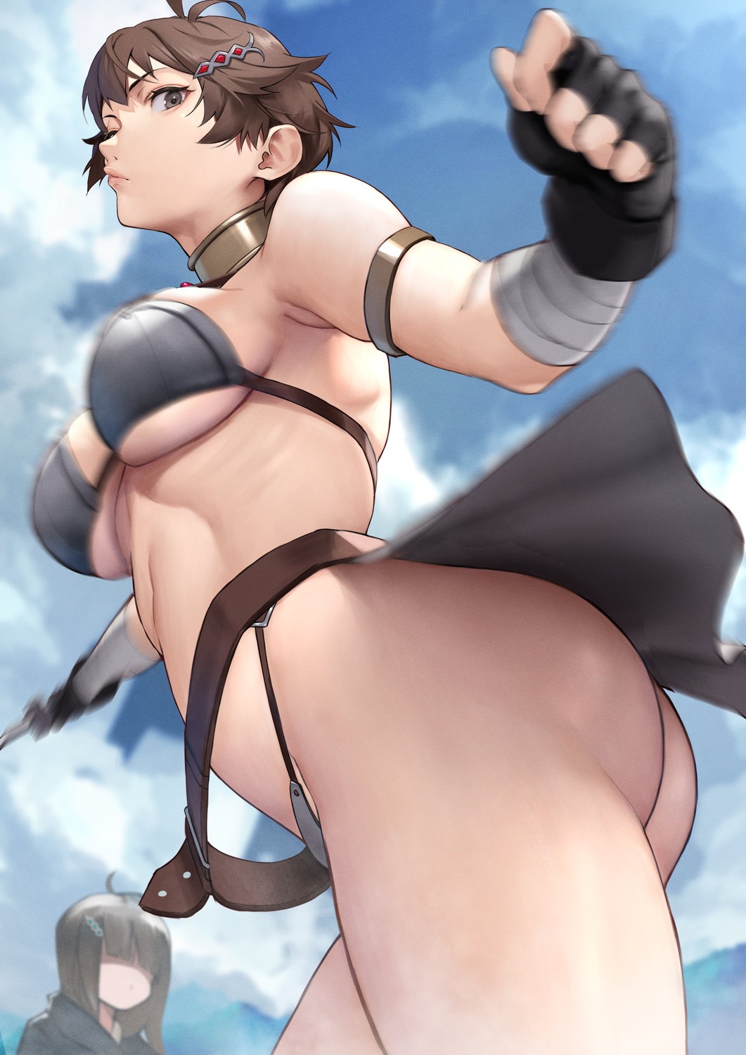 ass bandages bikini_armor mushoku_tensei shierra skirt_lift sword thong vierra yoshio_(55level)