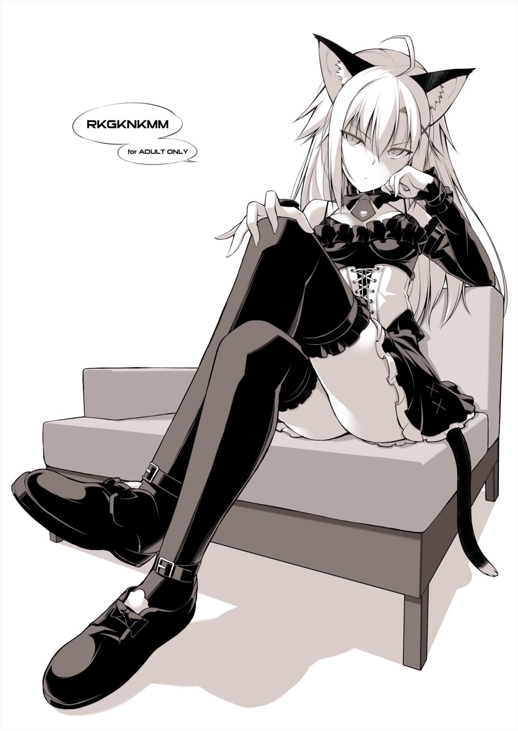 animal_ears monochrome nekomimi oota_yuuichi tail thighhighs