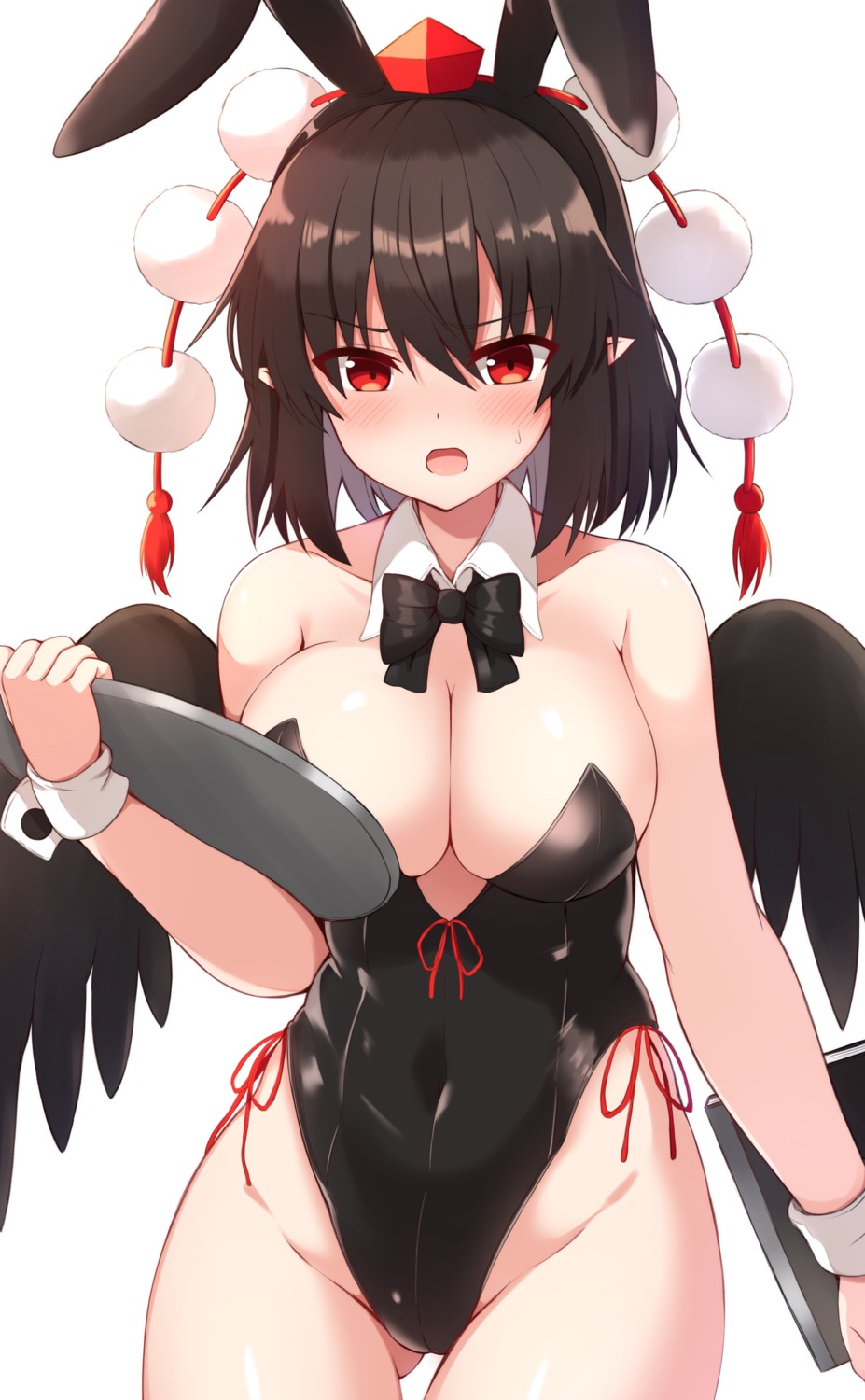 animal_ears bunny_ears bunny_girl no_bra pointy_ears shameimaru_aya taki_sandstone touhou wings