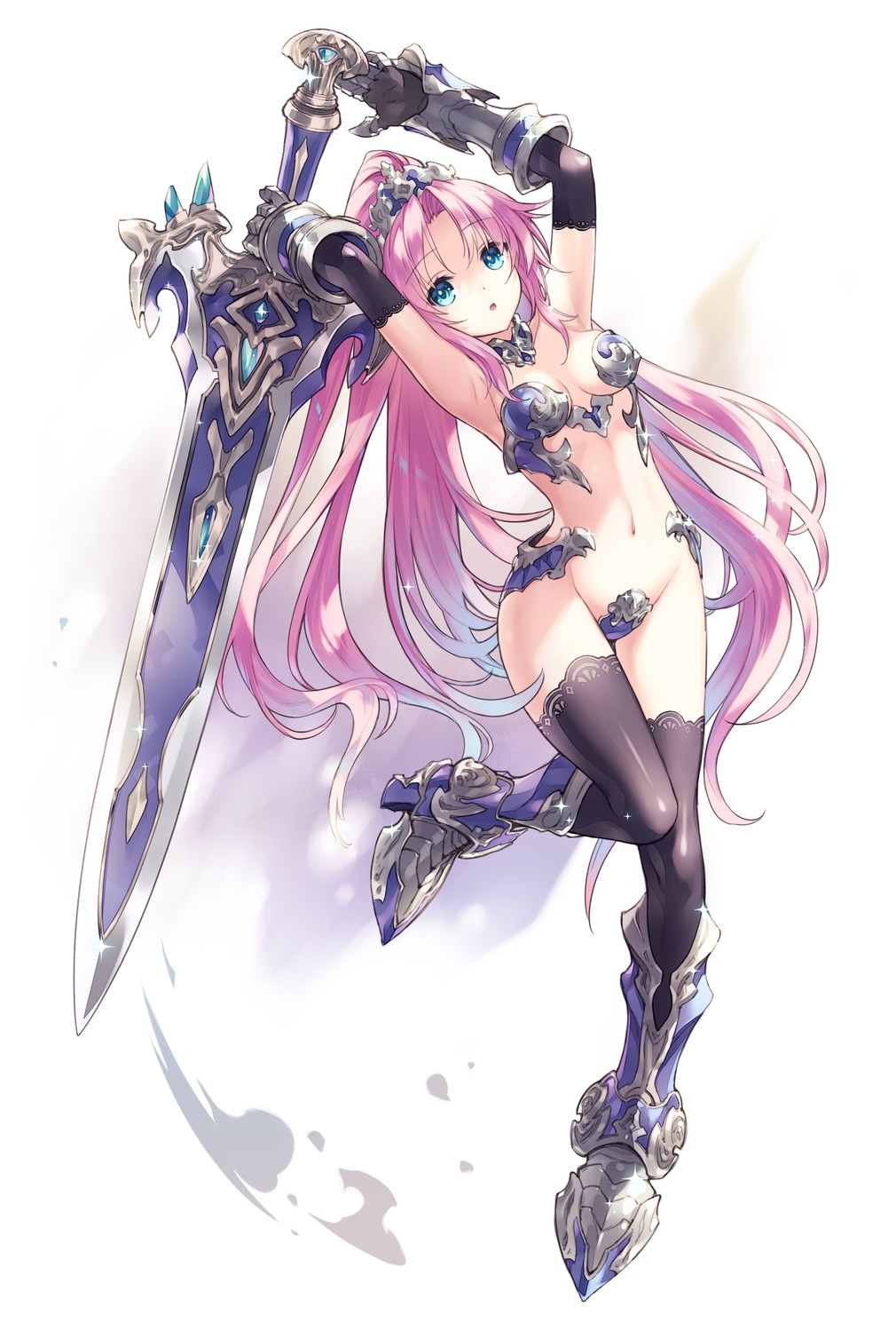 bikini_armor heels hirano_katsuyuki sword thighhighs