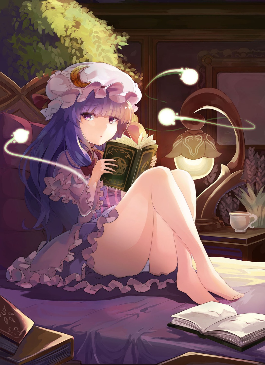 compression_artifacts feet pantsu patchouli_knowledge rin_falcon touhou