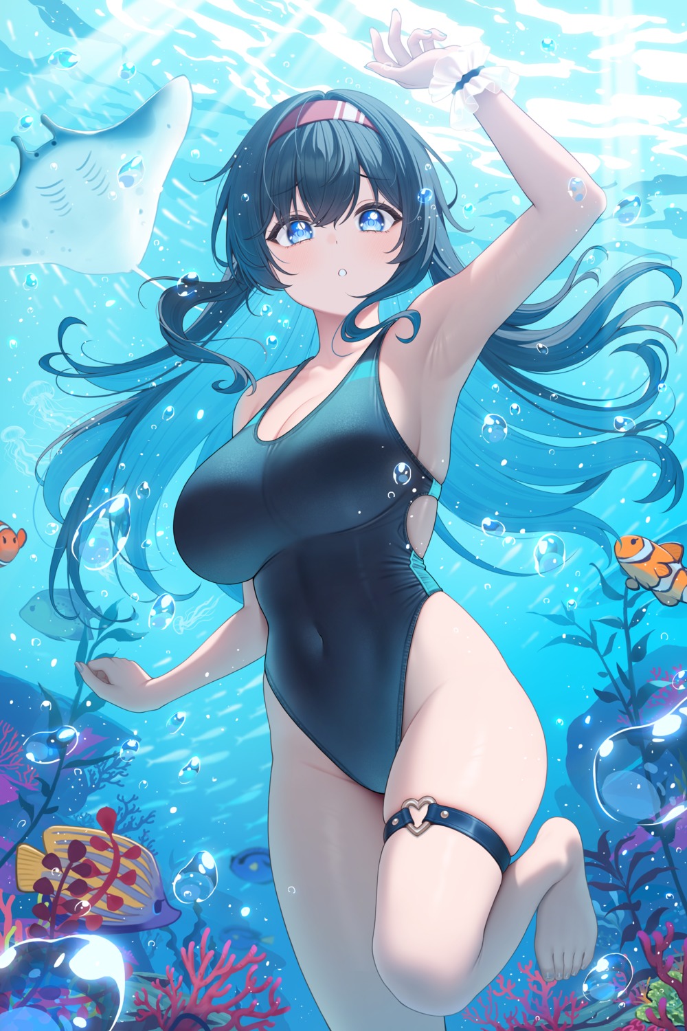 fukuro_ko_(greentea) garter swimsuits wet