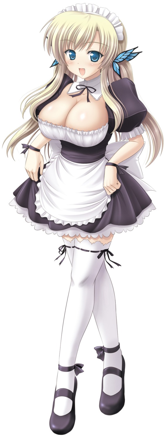 boku_wa_tomodachi_ga_sukunai cleavage kashiwazaki_sena kishi_nisen maid thighhighs