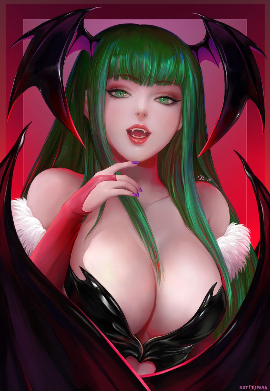 cleavage dark_stalkers morrigan_aensland no_bra notprimula wings