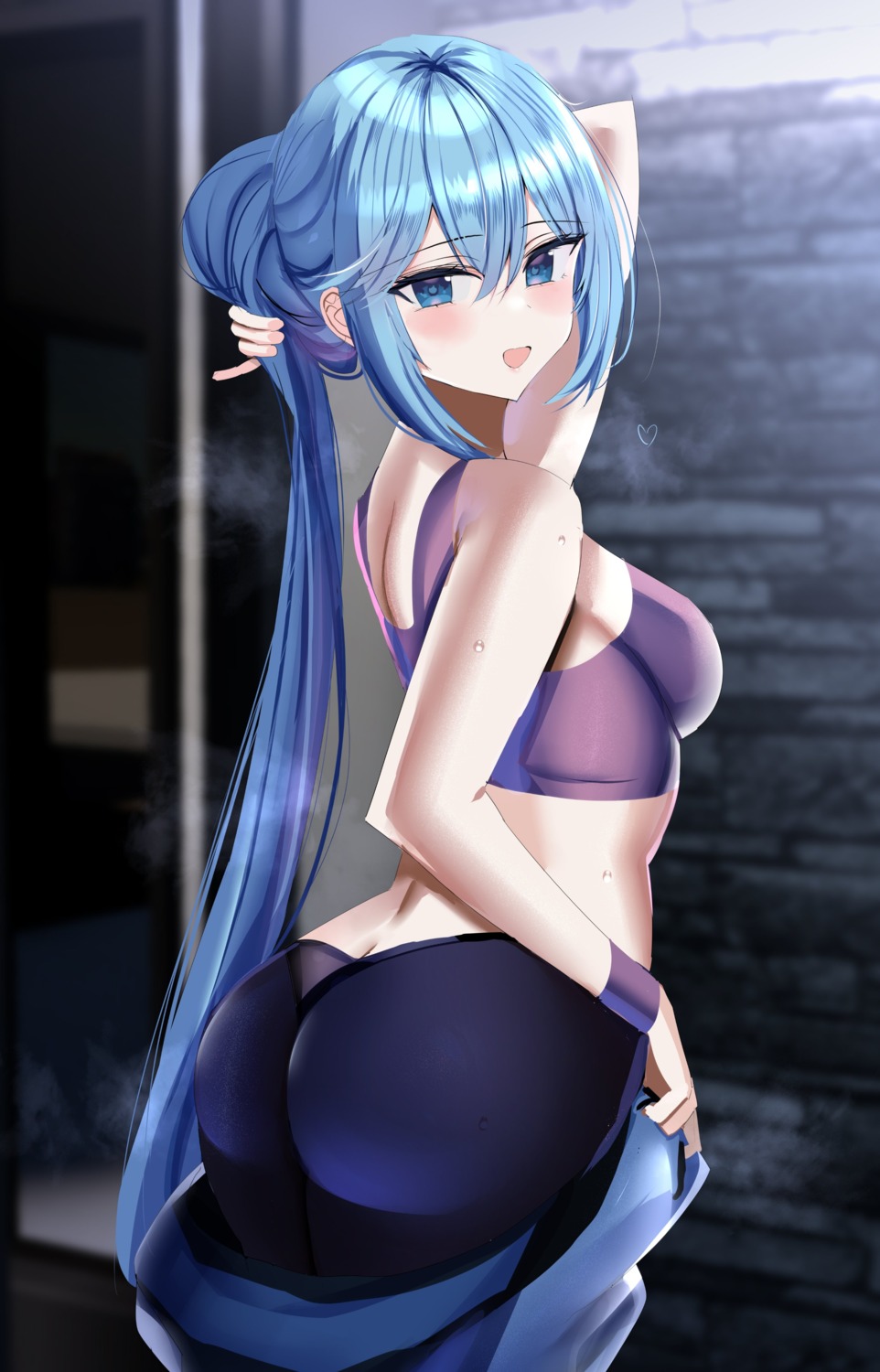 aqua_(konosuba) ass gym_uniform hanasaka_houcha kono_subarashii_sekai_ni_shukufuku_wo! undressing