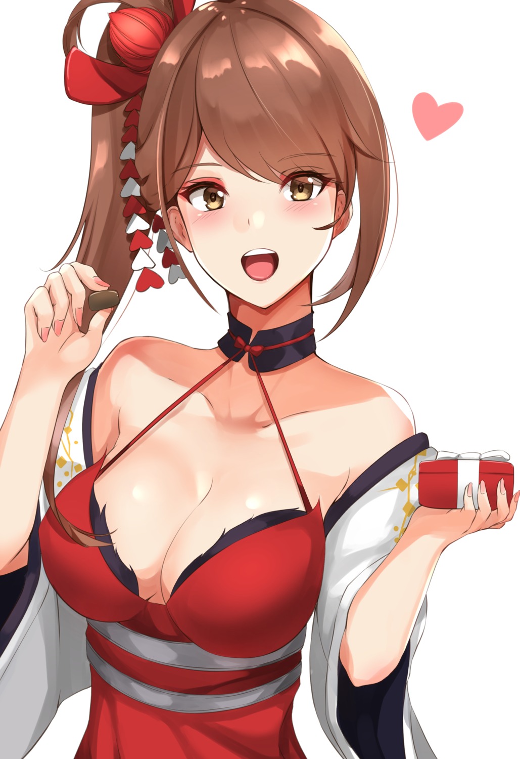 azur_lane cleavage haneramu japanese_clothes valentine zuikaku_(azur_lane)