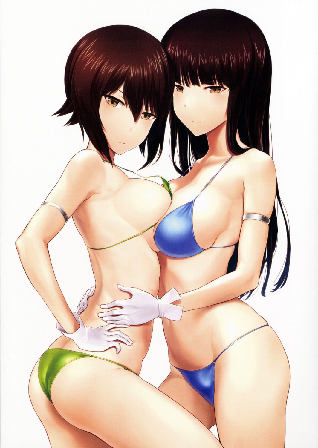 ass bikini girls_und_panzer nishizumi_maho nishizumi_shiho screening swimsuits symmetrical_docking wa_(genryusui)