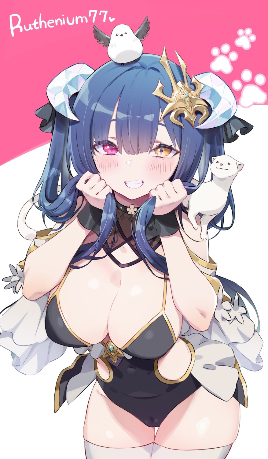 cameltoe heterochromia horns leotard ruthenium77 ruthenium77's_character thighhighs