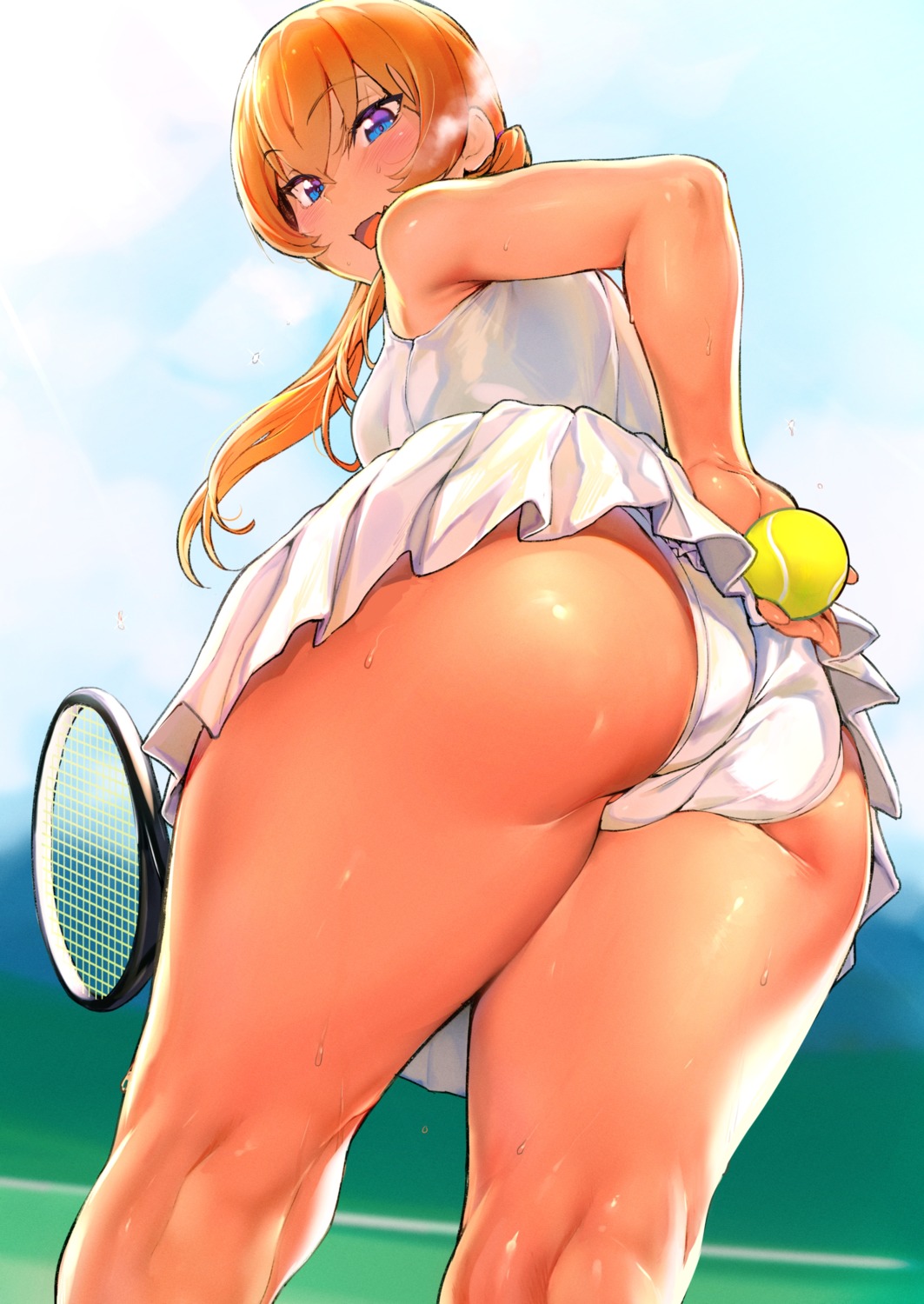 ass iku_(ikuchan_kaoru) pantsu skirt_lift tennis