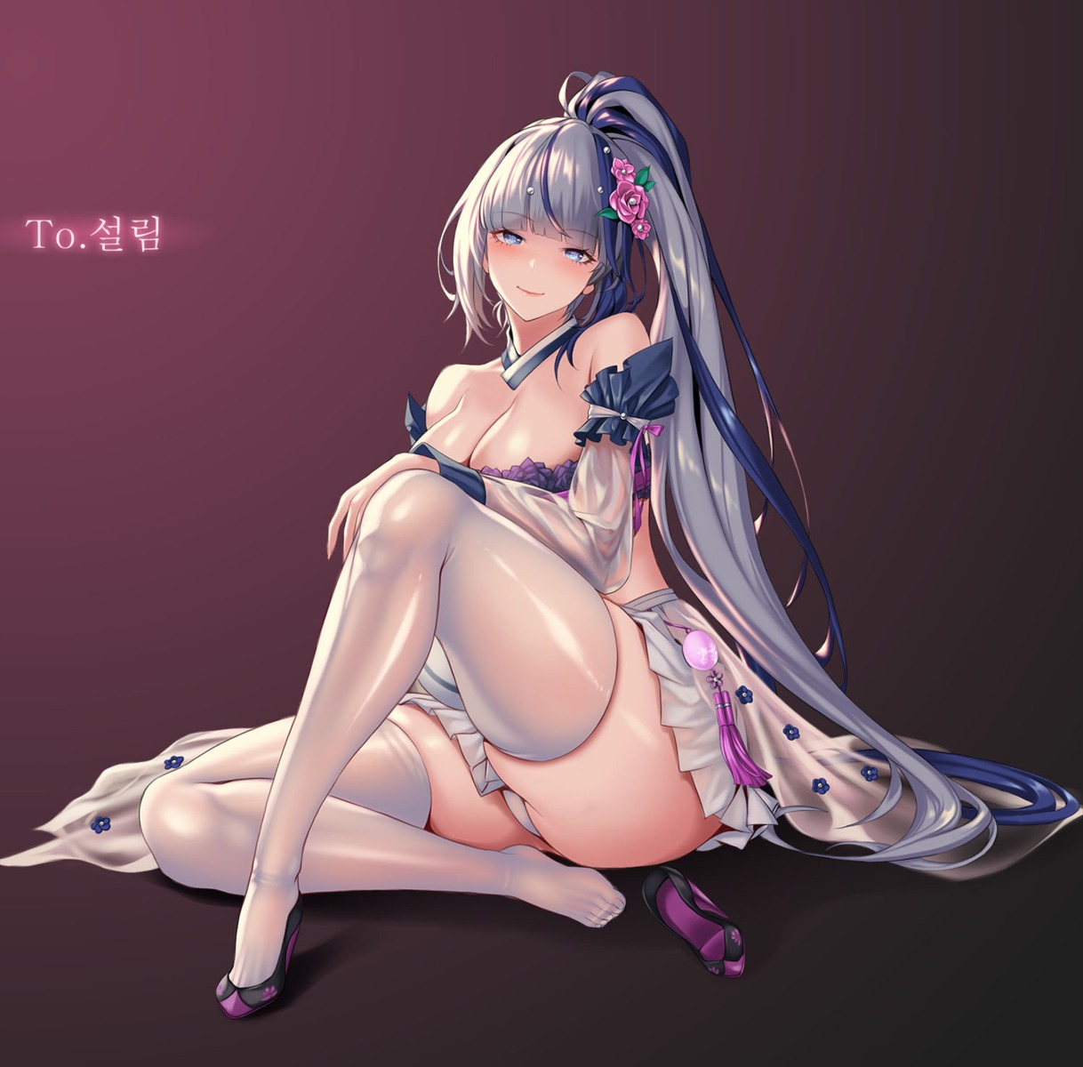 heels mad_kimo no_bra pantsu see_through skirt_lift thighhighs thong