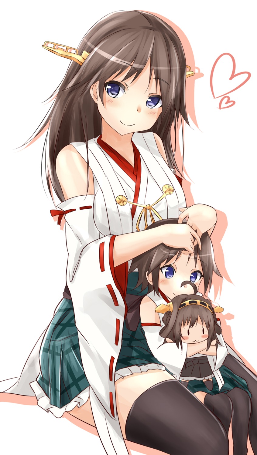 chibi haruna_(kancolle) hiei_(kancolle) kantai_collection kongou_(kancolle) saku_(kudrove) thighhighs