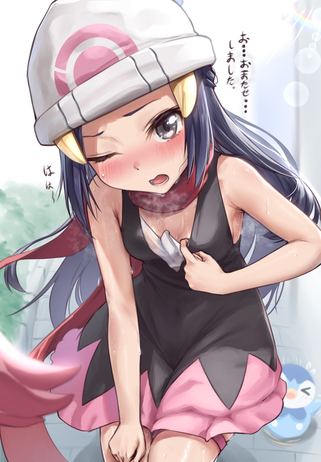 hikari_(pokemon) padoruu piplup pokemon see_through wet wet_clothes