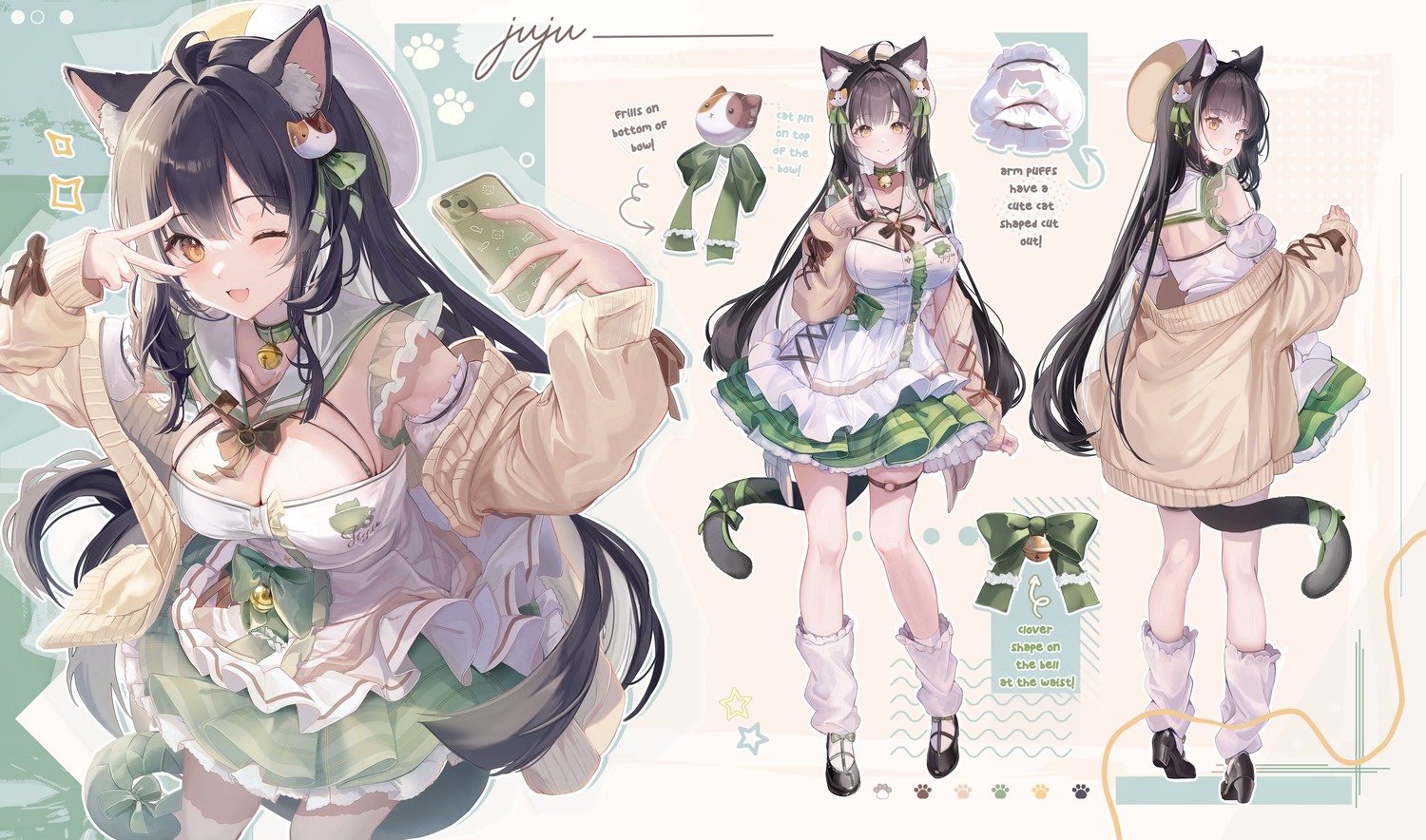 animal_ears character_design garter kagefumi nekomimi selfie sweater tail