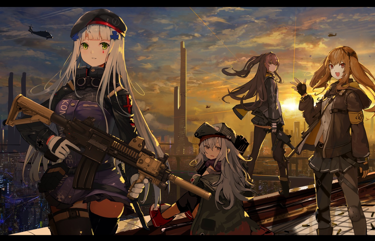 g11_(girls_frontline) girls_frontline gun hk416_(girls_frontline) pantyhose shimanun thighhighs ump45_(girls_frontline) ump9_(girls_frontline)