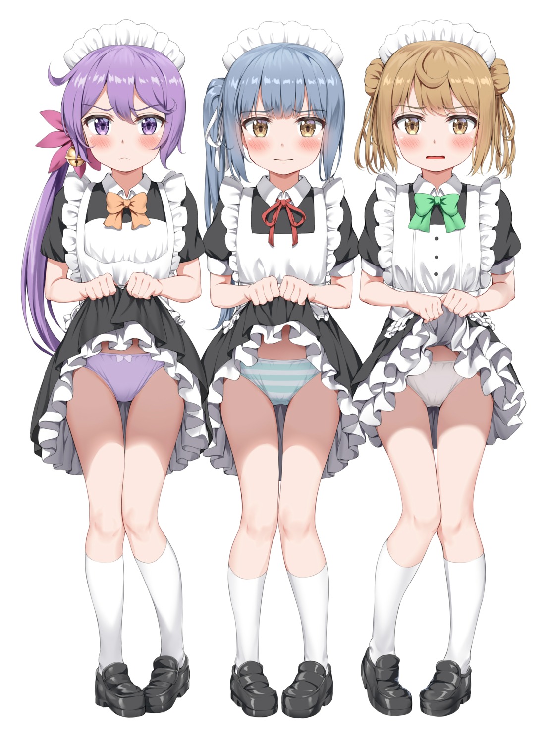 akebono_(kancolle) kantai_collection kasumi_(kancolle) loli maid michishio_(kancolle) nedia_r pantsu shimapan skirt_lift