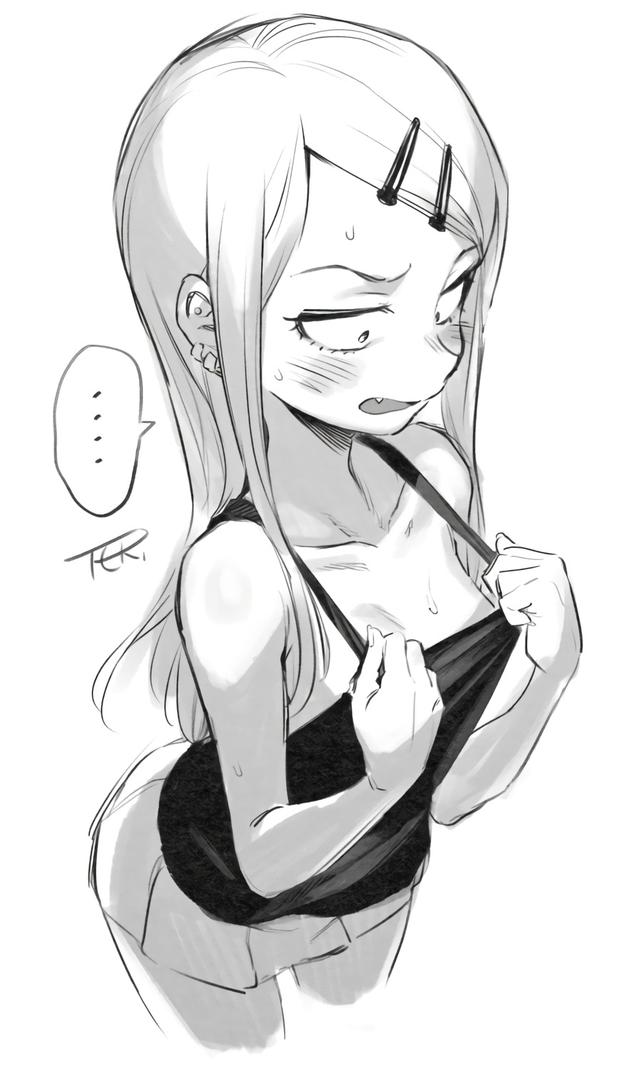 dagashi_kashi endou_saya_(dagashi_kashi) monochrome no_bra sketch toku_(ke7416613)