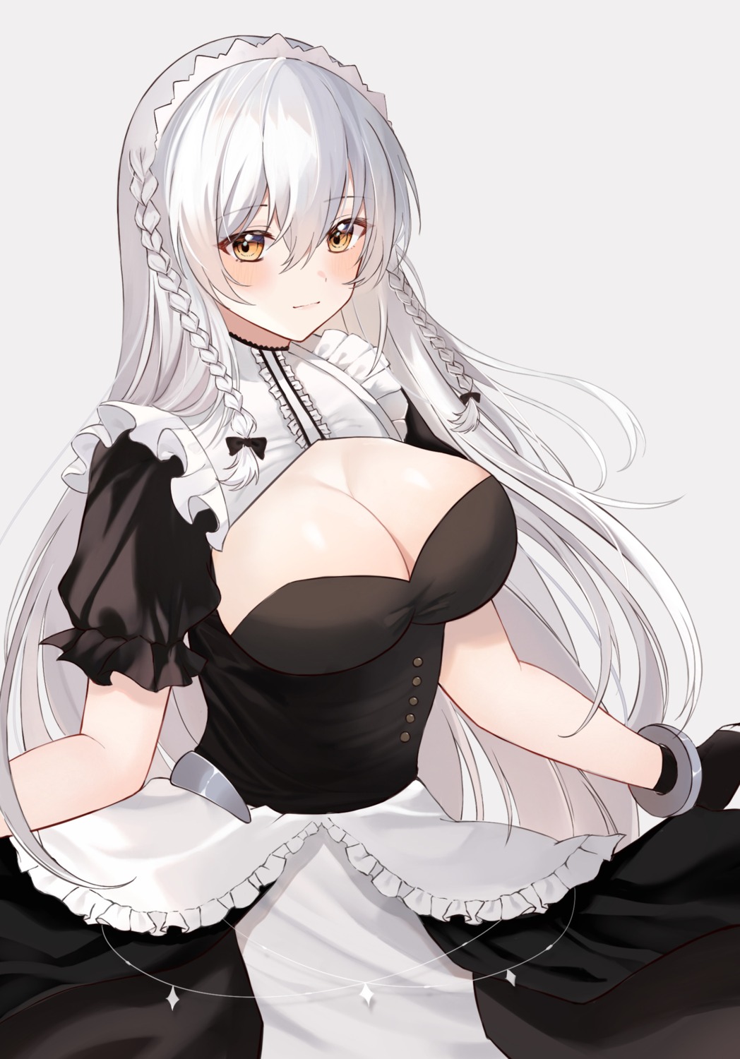 artist_revision azur_lane hermione_(azur_lane) ki-san maid no_bra skirt_lift