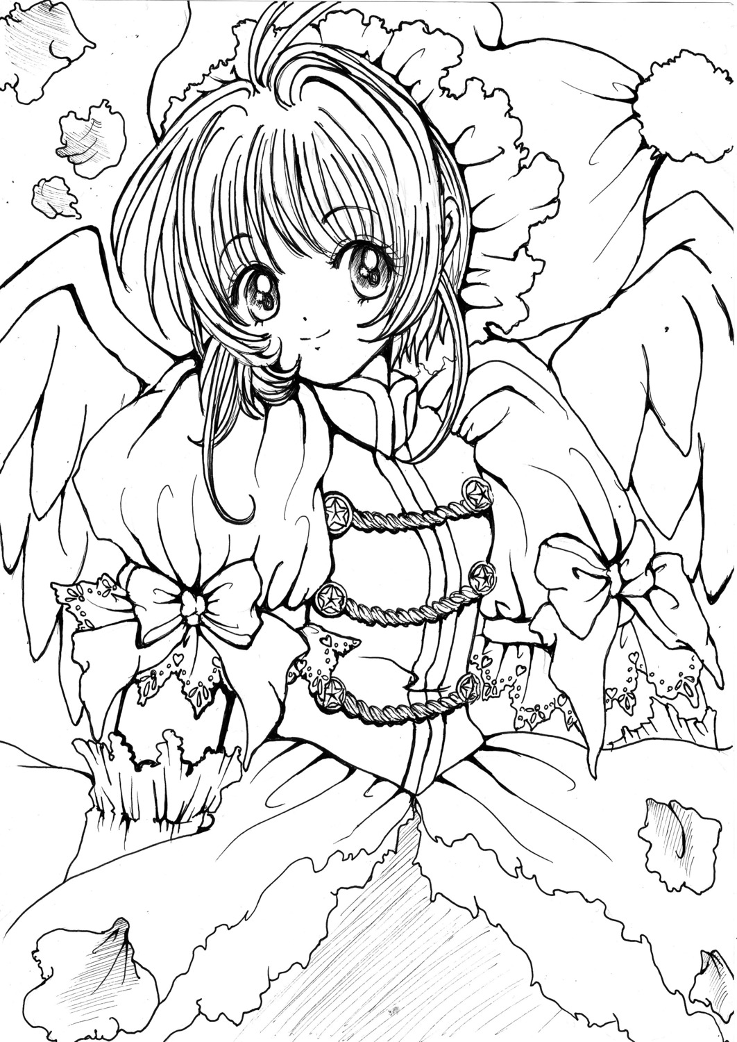 card_captor_sakura kinomoto_sakura monochrome po_(pixiv1972276)