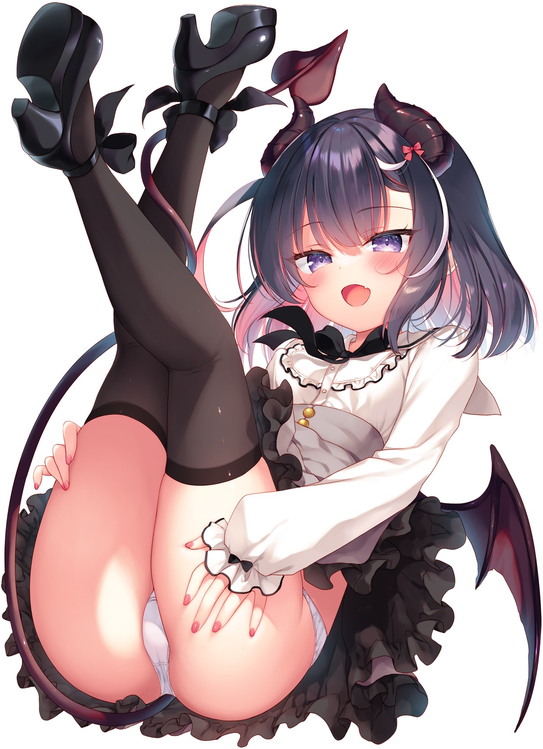 23.4° devil heels horns ichiri pantsu skirt_lift tail thighhighs wings