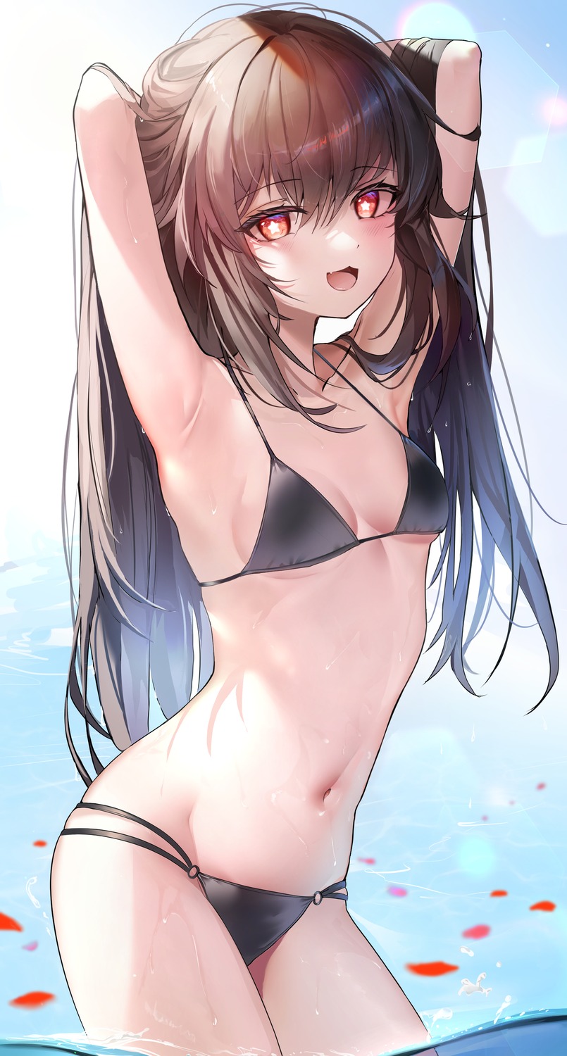 bikini genshin_impact hu_tao lemontea_(ekvr5838) swimsuits wet