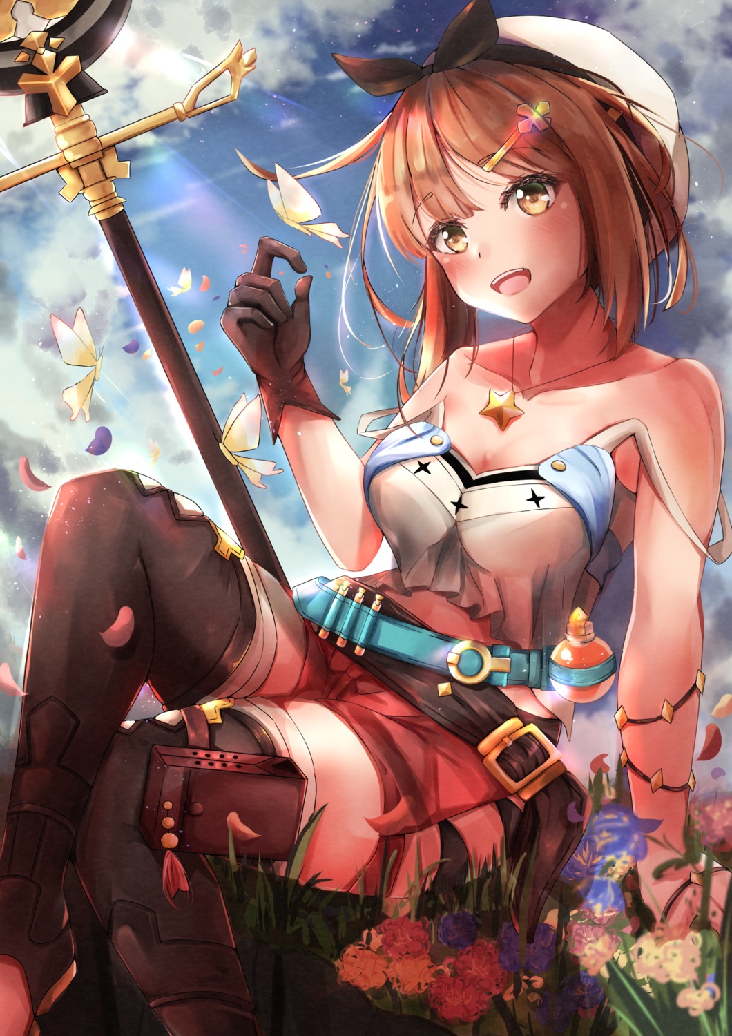 atelier atelier_ryza cleavage minertime reisalin_stout thighhighs weapon