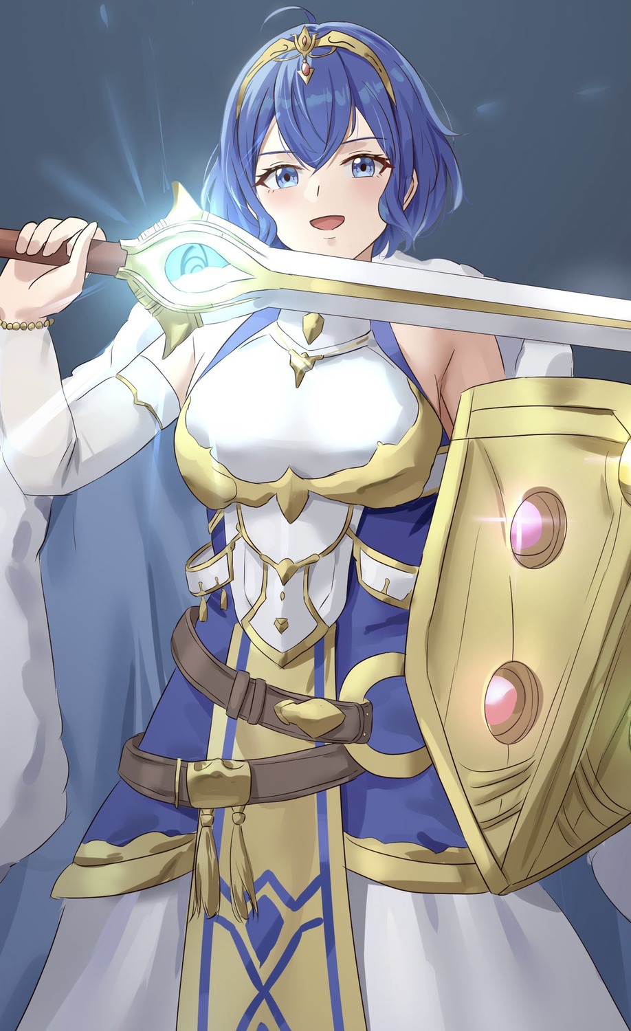 amayo_thranana armor fire_emblem fire_emblem_kakusei lucina_(fire_emblem) no_bra sword