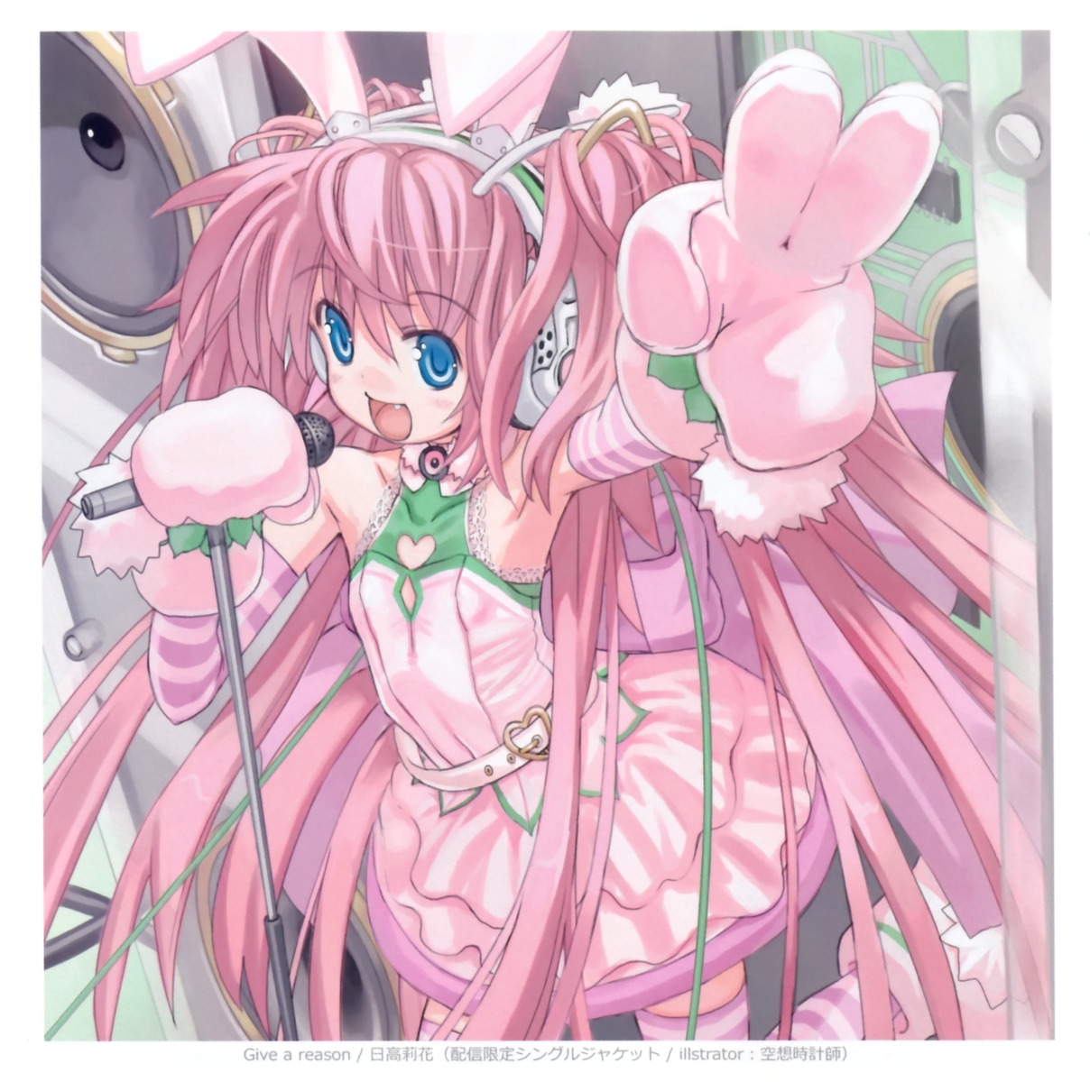 animal_ears bunny_ears dress kuusou_tokeishi thighhighs