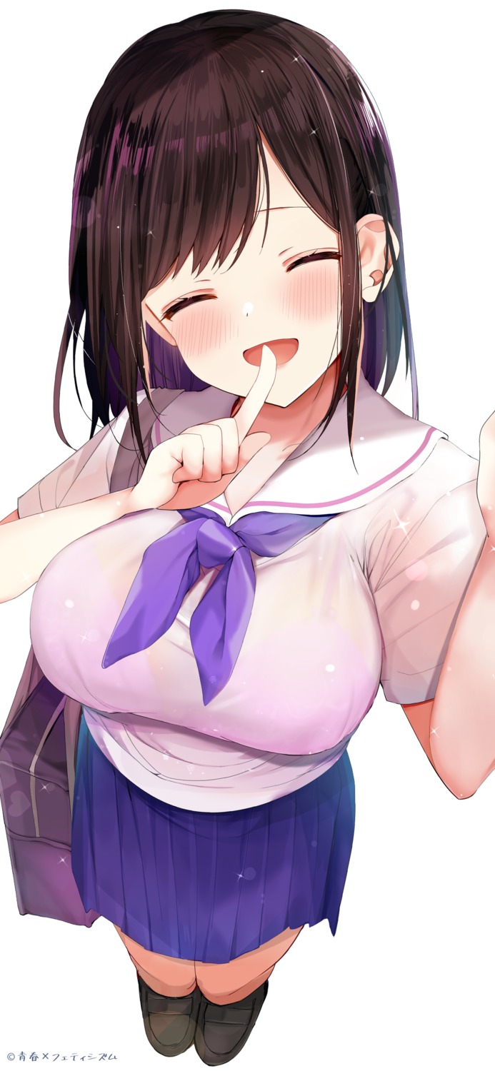 aoharu_x_fetishism bra rouka see_through seifuku wet_clothes