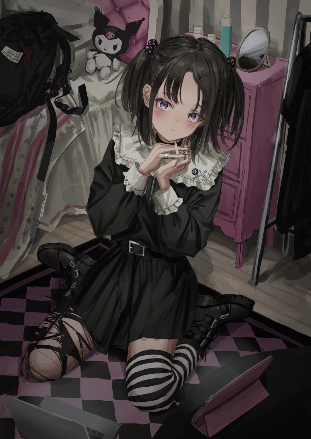 dress gothic_lolita lolita_fashion nadegata thighhighs torn_clothes