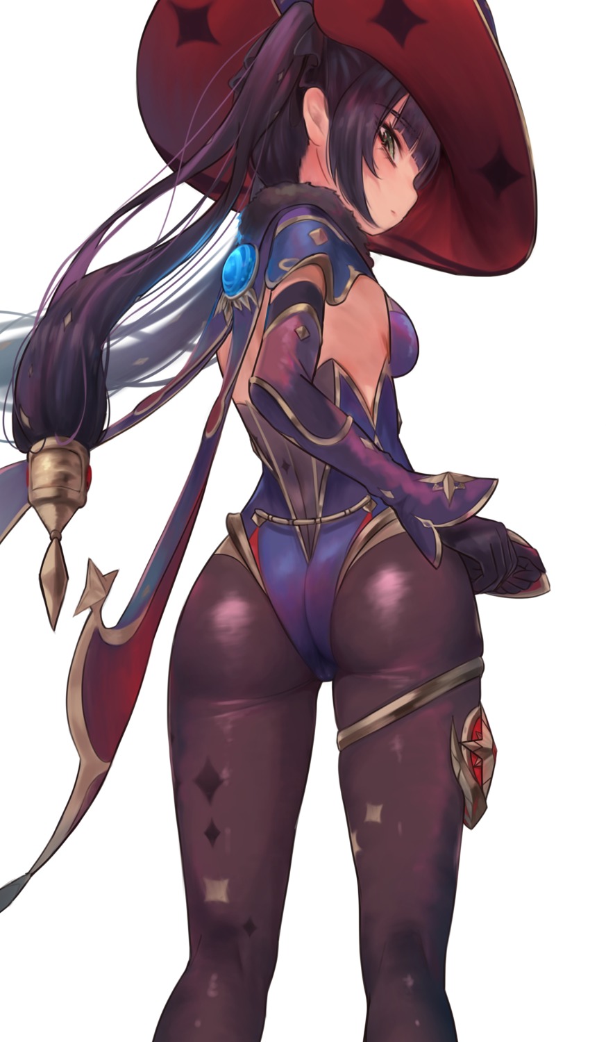 ass garter genshin_impact leotard mona_megistus no_bra pantyhose torriet witch