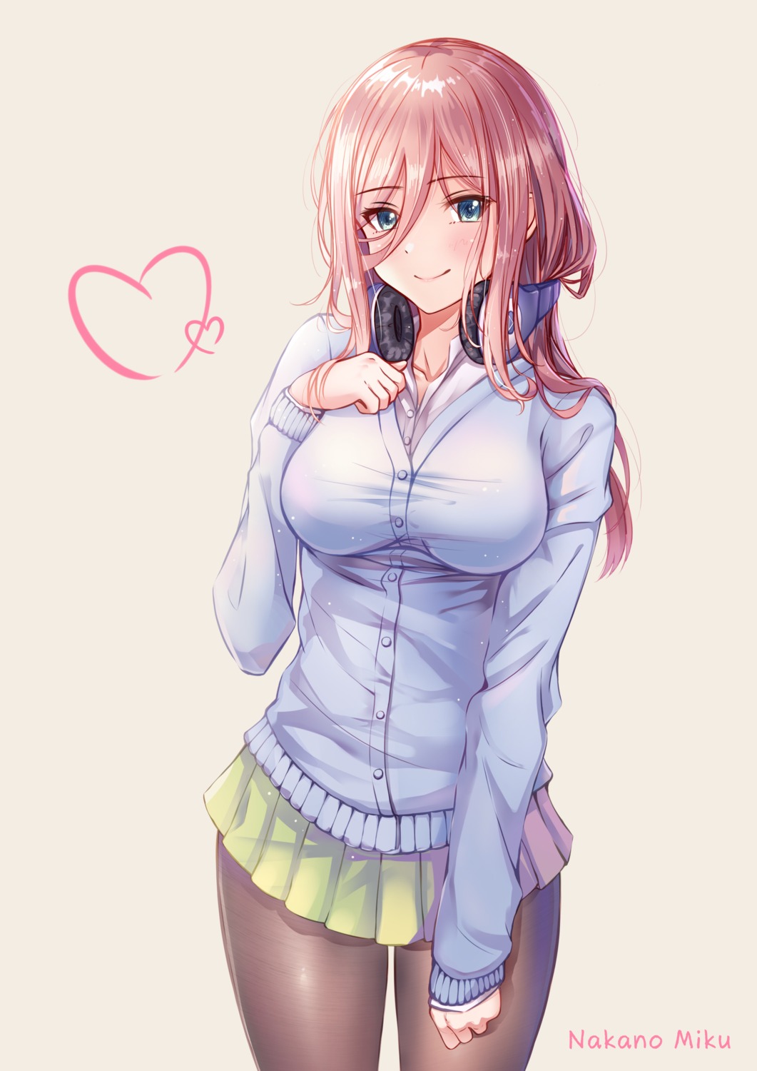 5-toubun_no_hanayome headphones ltt_challenger nakano_miku pantyhose seifuku sweater