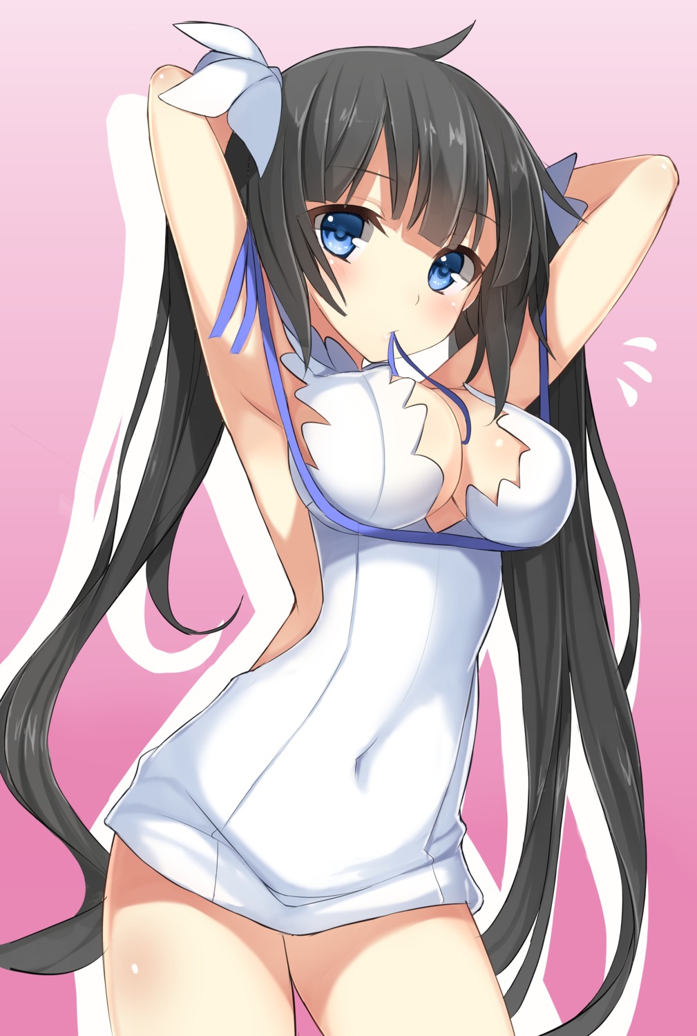 cleavage dreamlight2000 dress dungeon_ni_deai_wo_motomeru_no_wa_machigatteiru_darou_ka hestia_(danmachi) no_bra