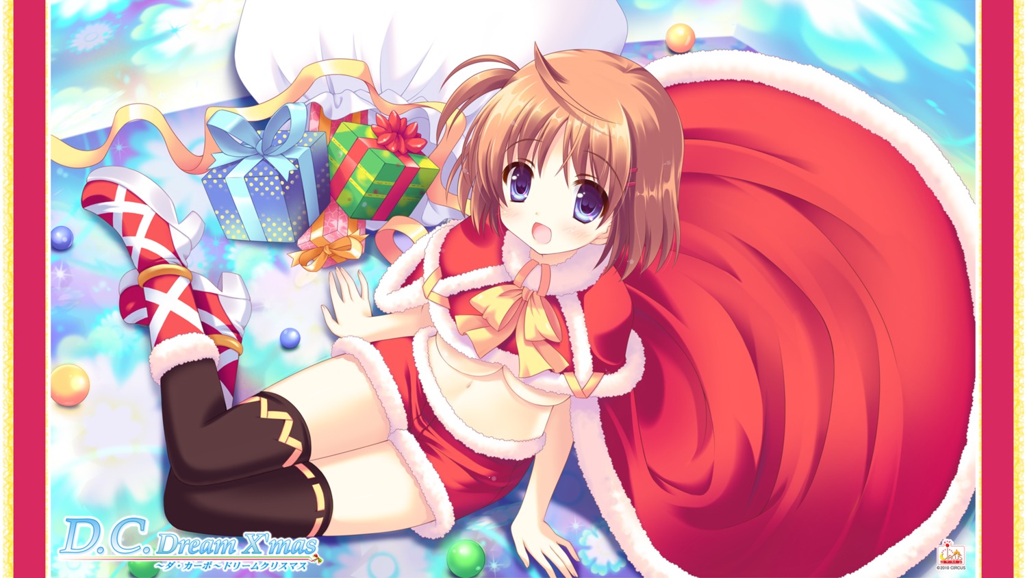 christmas da_capo da_capo_(series) da_capo_dream_x'mas da_capo_ii thighhighs tsukishima_koko tsukishima_yuuko underboob wallpaper