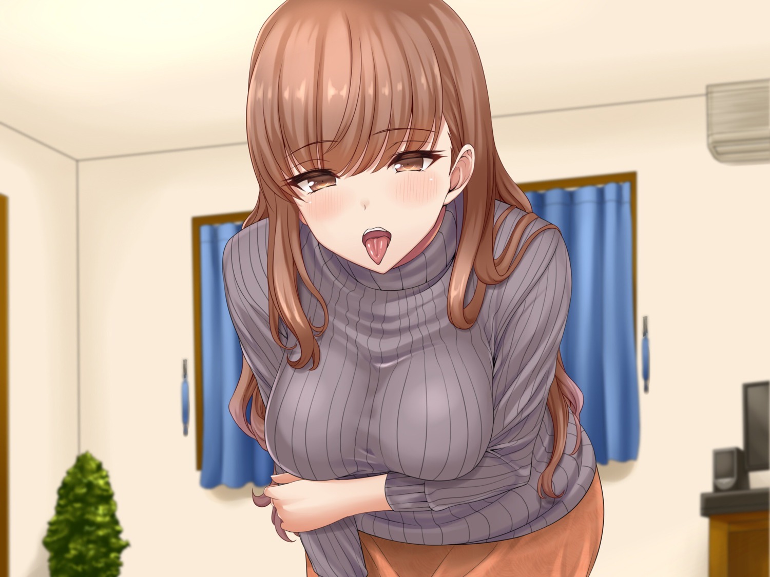 breast_hold sengoku_aky sweater